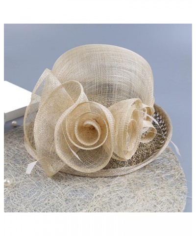 Summer Straw Hats for Women Flower Roll Brim Cool Travel Sun Protection Beach Cap Khaki $57.56 Sun Hats