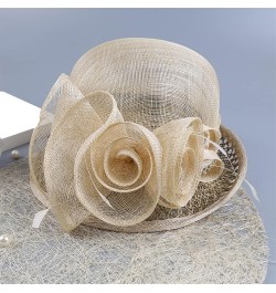 Summer Straw Hats for Women Flower Roll Brim Cool Travel Sun Protection Beach Cap Khaki $57.56 Sun Hats