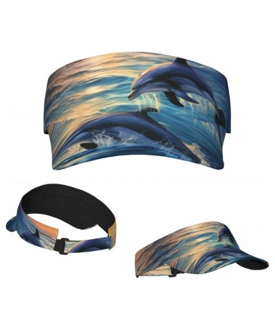 Sun Visor Hat Adjustable Empty Top Baseball Cap Dolphins in The sea Sun Hats for Women Men Sunscreen Visor Caps Summer Beach ...