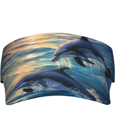 Sun Visor Hat Adjustable Empty Top Baseball Cap Dolphins in The sea Sun Hats for Women Men Sunscreen Visor Caps Summer Beach ...