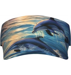 Sun Visor Hat Adjustable Empty Top Baseball Cap Dolphins in The sea Sun Hats for Women Men Sunscreen Visor Caps Summer Beach ...