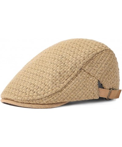 Fashion Men's Cotton Flat Cap Adjustable Ivy Gatsby Newsboy Hat Winter Outdoor Driving Hunting Cap for Men Khaki $9.09 Newsbo...