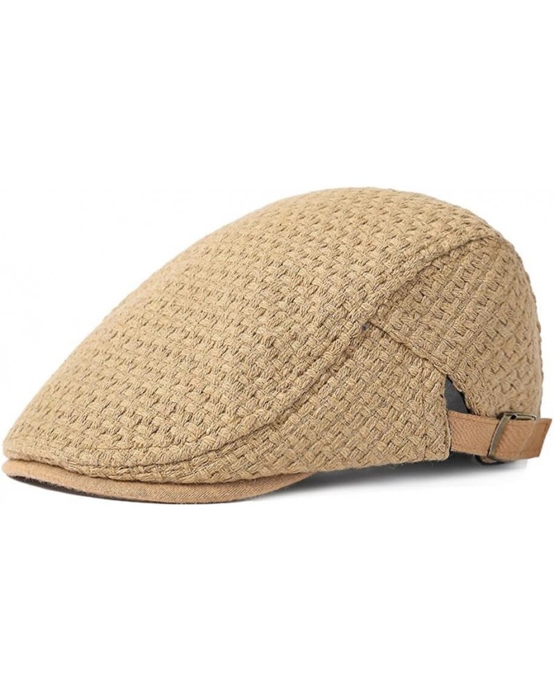 Fashion Men's Cotton Flat Cap Adjustable Ivy Gatsby Newsboy Hat Winter Outdoor Driving Hunting Cap for Men Khaki $9.09 Newsbo...