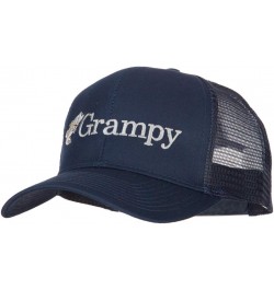 Fishing Grampy Embroidered Solid Cotton Mesh Pro Cap Navy $15.30 Baseball Caps