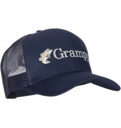 Fishing Grampy Embroidered Solid Cotton Mesh Pro Cap Navy $15.30 Baseball Caps