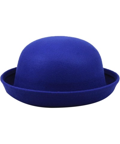 Women Elegant Hats Cap Solid Hat Roll Up Brim Panama Bowler Hat Bucket Hat Mens Womens Classic Wool Round Bowler Blue $6.74 S...