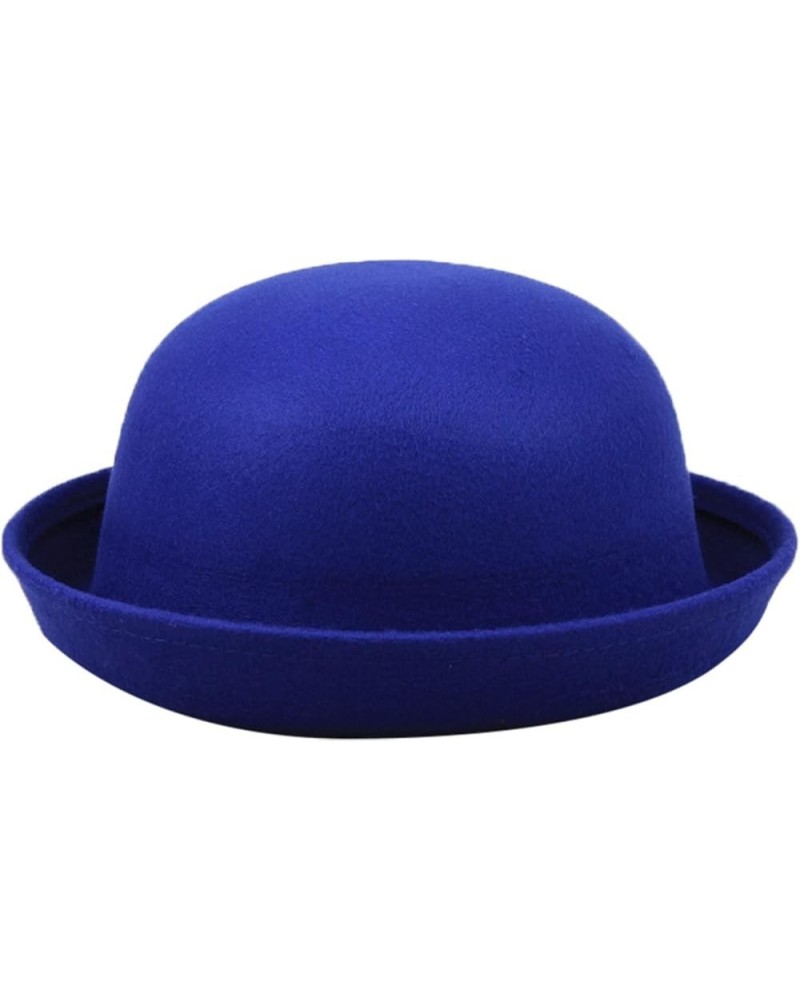 Women Elegant Hats Cap Solid Hat Roll Up Brim Panama Bowler Hat Bucket Hat Mens Womens Classic Wool Round Bowler Blue $6.74 S...