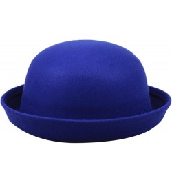 Women Elegant Hats Cap Solid Hat Roll Up Brim Panama Bowler Hat Bucket Hat Mens Womens Classic Wool Round Bowler Blue $6.74 S...