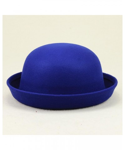 Women Elegant Hats Cap Solid Hat Roll Up Brim Panama Bowler Hat Bucket Hat Mens Womens Classic Wool Round Bowler Blue $6.74 S...