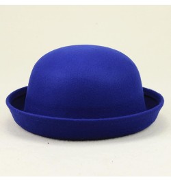 Women Elegant Hats Cap Solid Hat Roll Up Brim Panama Bowler Hat Bucket Hat Mens Womens Classic Wool Round Bowler Blue $6.74 S...