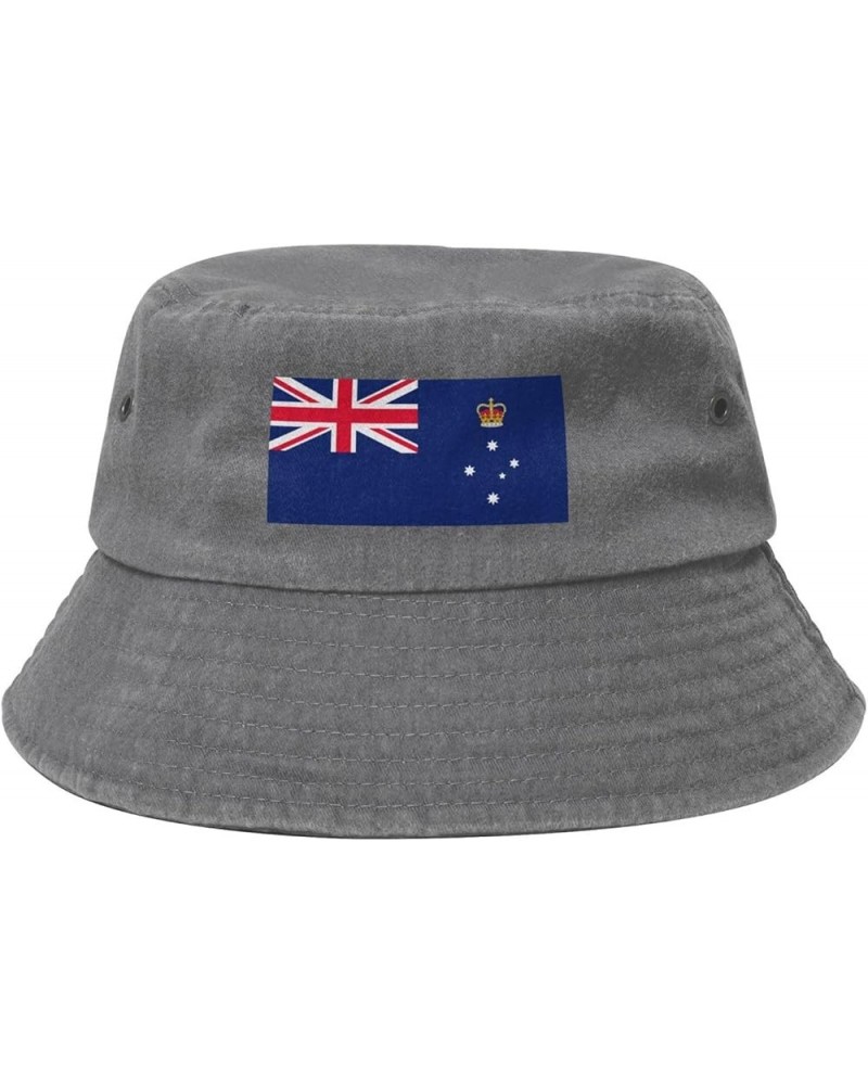 Flag of Victoria (Australia) Bucket Hat for Women Men Summer Travel Sun Hat Outdoor Cap Funny Bucket Hats Gray $14.48 Bucket ...