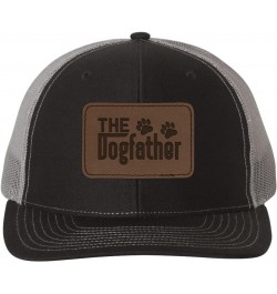 The Dog Father Mesh Back Trucker Cap Engraved Faux-Leather Patch Adjustable Hat Black / Charcoal $17.49 Baseball Caps