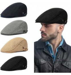 Fashion Men's Cotton Flat Cap Adjustable Ivy Gatsby Newsboy Hat Winter Outdoor Driving Hunting Cap for Men Khaki $9.09 Newsbo...