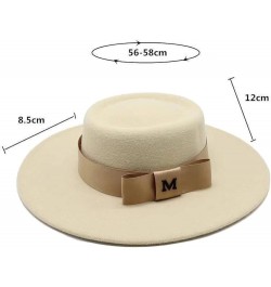 Felt Fedoras Hat M Letter Bowknot Decorate Jazz Panama Church Hats Wedding Dress 8.5 Cm Wide Brim Elegant Cap Khaki $14.75 Fe...