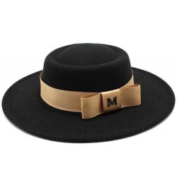 Felt Fedoras Hat M Letter Bowknot Decorate Jazz Panama Church Hats Wedding Dress 8.5 Cm Wide Brim Elegant Cap Khaki $14.75 Fe...