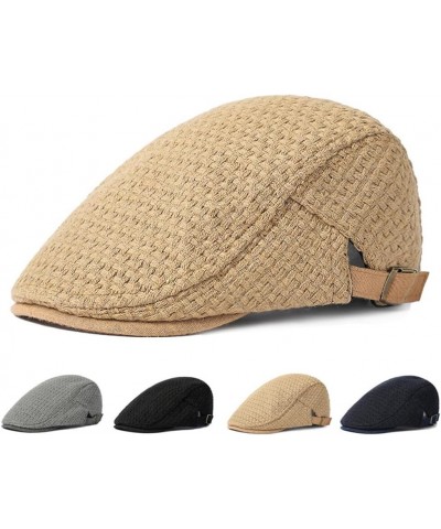 Fashion Men's Cotton Flat Cap Adjustable Ivy Gatsby Newsboy Hat Winter Outdoor Driving Hunting Cap for Men Khaki $9.09 Newsbo...