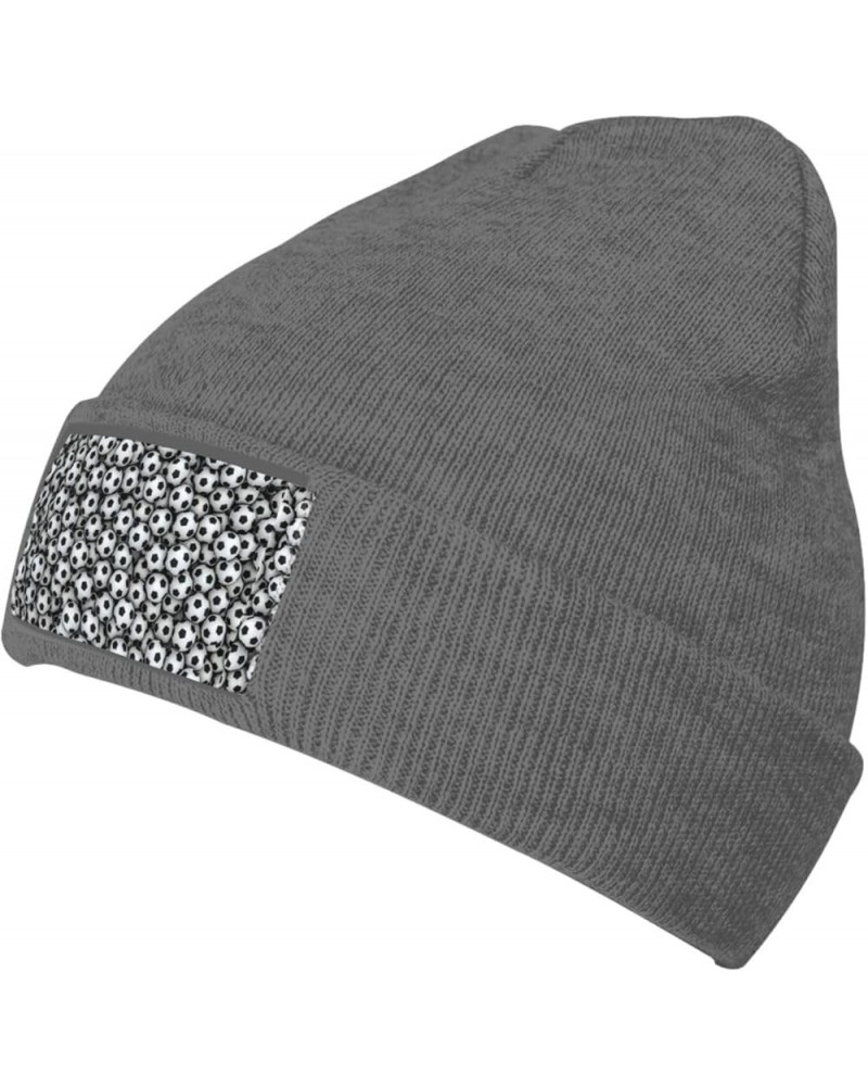 Interesting Fashion Autumn Winter Man Woman Pile of Footballs Print Beanie Hat Warm Hat Knit Hedging Cap Deep Heather $9.20 S...