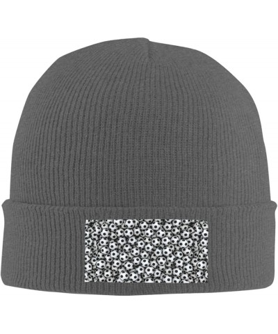 Interesting Fashion Autumn Winter Man Woman Pile of Footballs Print Beanie Hat Warm Hat Knit Hedging Cap Deep Heather $9.20 S...