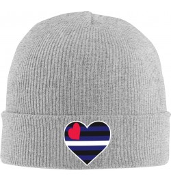 Leather Pride Flag Heart Knit Hats Winter Warm Chunky Beanie Hat for Men Women Gray $13.04 Skullies & Beanies