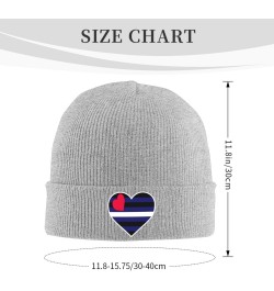 Leather Pride Flag Heart Knit Hats Winter Warm Chunky Beanie Hat for Men Women Gray $13.04 Skullies & Beanies