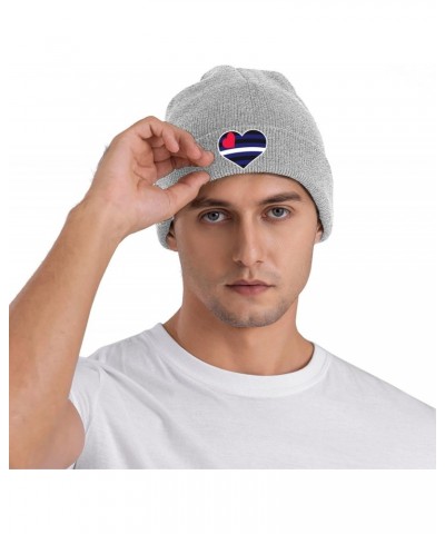 Leather Pride Flag Heart Knit Hats Winter Warm Chunky Beanie Hat for Men Women Gray $13.04 Skullies & Beanies