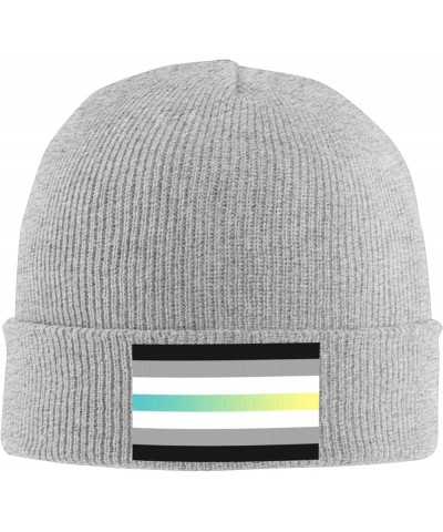 Librafluid Masculine Nonbinary Pride Flag Cozy Knitted Hat for Winter - Warm Comfort Black Gray $13.54 Skullies & Beanies