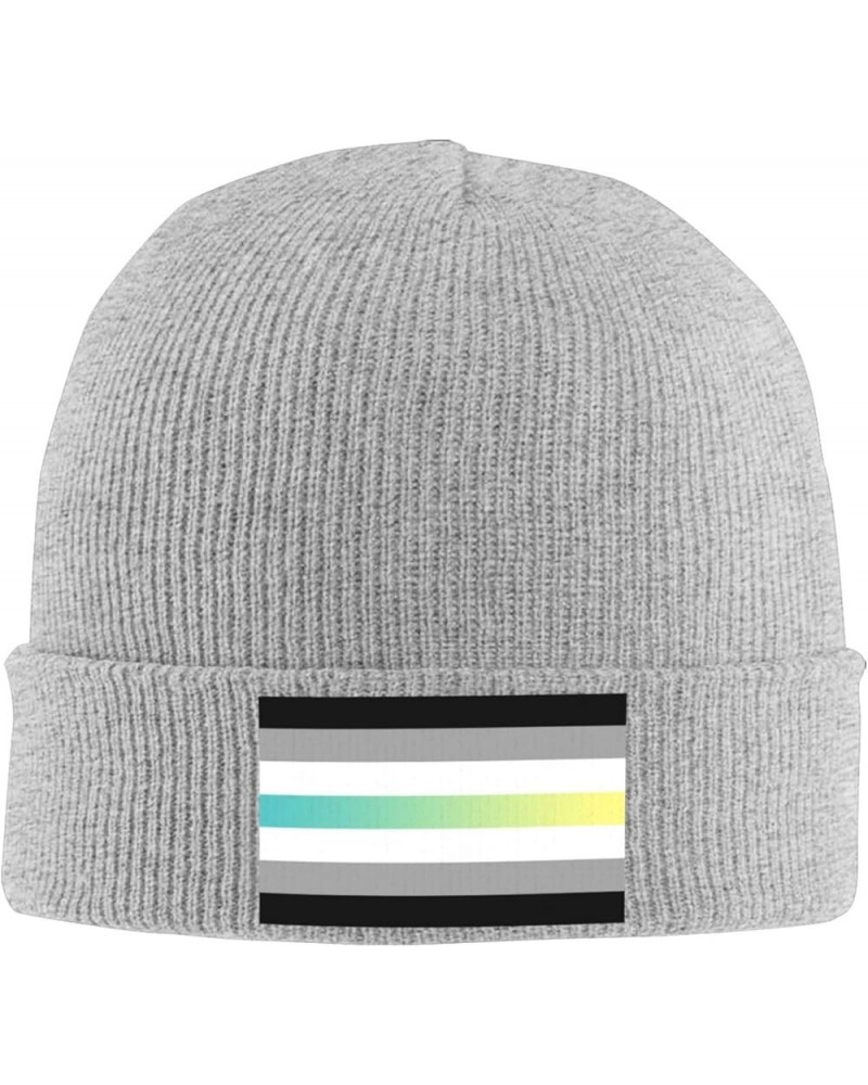 Librafluid Masculine Nonbinary Pride Flag Cozy Knitted Hat for Winter - Warm Comfort Black Gray $13.54 Skullies & Beanies