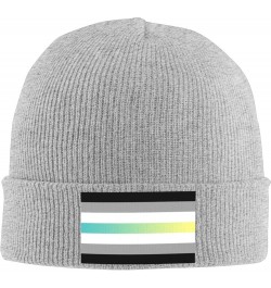 Librafluid Masculine Nonbinary Pride Flag Cozy Knitted Hat for Winter - Warm Comfort Black Gray $13.54 Skullies & Beanies