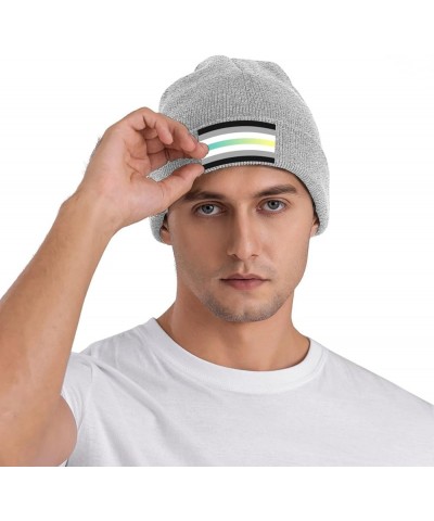 Librafluid Masculine Nonbinary Pride Flag Cozy Knitted Hat for Winter - Warm Comfort Black Gray $13.54 Skullies & Beanies