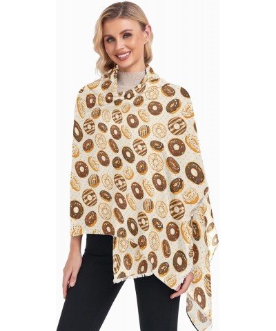 Women's Scarf Chocolate Donuts Print Oversized fashion Scarves Soft Cozy Multiple Use Lightweight Shawl Wrap Blanket Cape for...