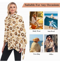 Women's Scarf Chocolate Donuts Print Oversized fashion Scarves Soft Cozy Multiple Use Lightweight Shawl Wrap Blanket Cape for...