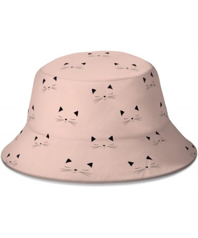 Bucket Hat,Hippie Flower Sun hat Summer hat Foldable Travel Outdoor Activities Cap Men and Women Cute Cat Pink $10.19 Bucket ...