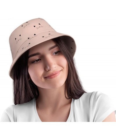 Bucket Hat,Hippie Flower Sun hat Summer hat Foldable Travel Outdoor Activities Cap Men and Women Cute Cat Pink $10.19 Bucket ...