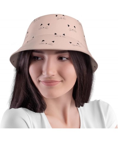 Bucket Hat,Hippie Flower Sun hat Summer hat Foldable Travel Outdoor Activities Cap Men and Women Cute Cat Pink $10.19 Bucket ...