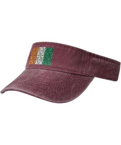 Polygonal Effect Flag of Côte D'Ivoire Sun Visor Hats for Women Men Sun Hat Vintage Golf Hat Adjustable Baseball Cap Red $14....