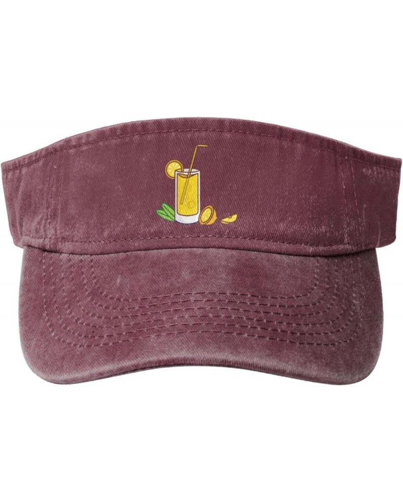 Lemon Juice Sun Visor Hats for Women Men Sun Hat Vintage Golf Hat Adjustable Baseball Cap Red $14.61 Visors