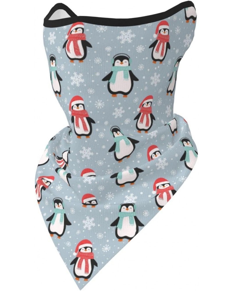 Christmas Penguins Snowflakes Ear Loop Triangle Neck Gaiter Mesh Face Mask Bandana Balaclava Gaiter Face Cover Scarf Headwear...