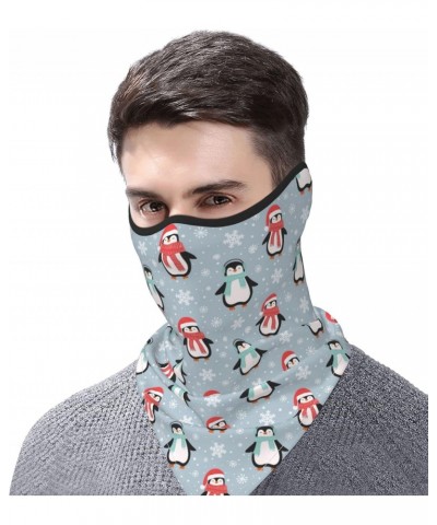 Christmas Penguins Snowflakes Ear Loop Triangle Neck Gaiter Mesh Face Mask Bandana Balaclava Gaiter Face Cover Scarf Headwear...