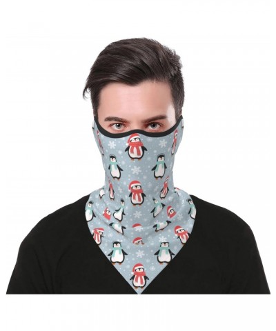 Christmas Penguins Snowflakes Ear Loop Triangle Neck Gaiter Mesh Face Mask Bandana Balaclava Gaiter Face Cover Scarf Headwear...