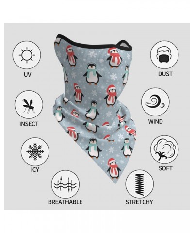 Christmas Penguins Snowflakes Ear Loop Triangle Neck Gaiter Mesh Face Mask Bandana Balaclava Gaiter Face Cover Scarf Headwear...