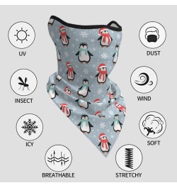 Christmas Penguins Snowflakes Ear Loop Triangle Neck Gaiter Mesh Face Mask Bandana Balaclava Gaiter Face Cover Scarf Headwear...