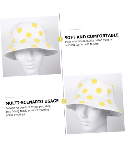 2 Pcs Flower Bucket Hat Lovely Fisherman Hat Flower Printed Bucket Hat Cap -uv Fisherman Cap Whitex3pcs $12.19 Bucket Hats