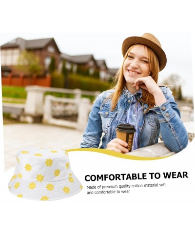 2 Pcs Flower Bucket Hat Lovely Fisherman Hat Flower Printed Bucket Hat Cap -uv Fisherman Cap Whitex3pcs $12.19 Bucket Hats