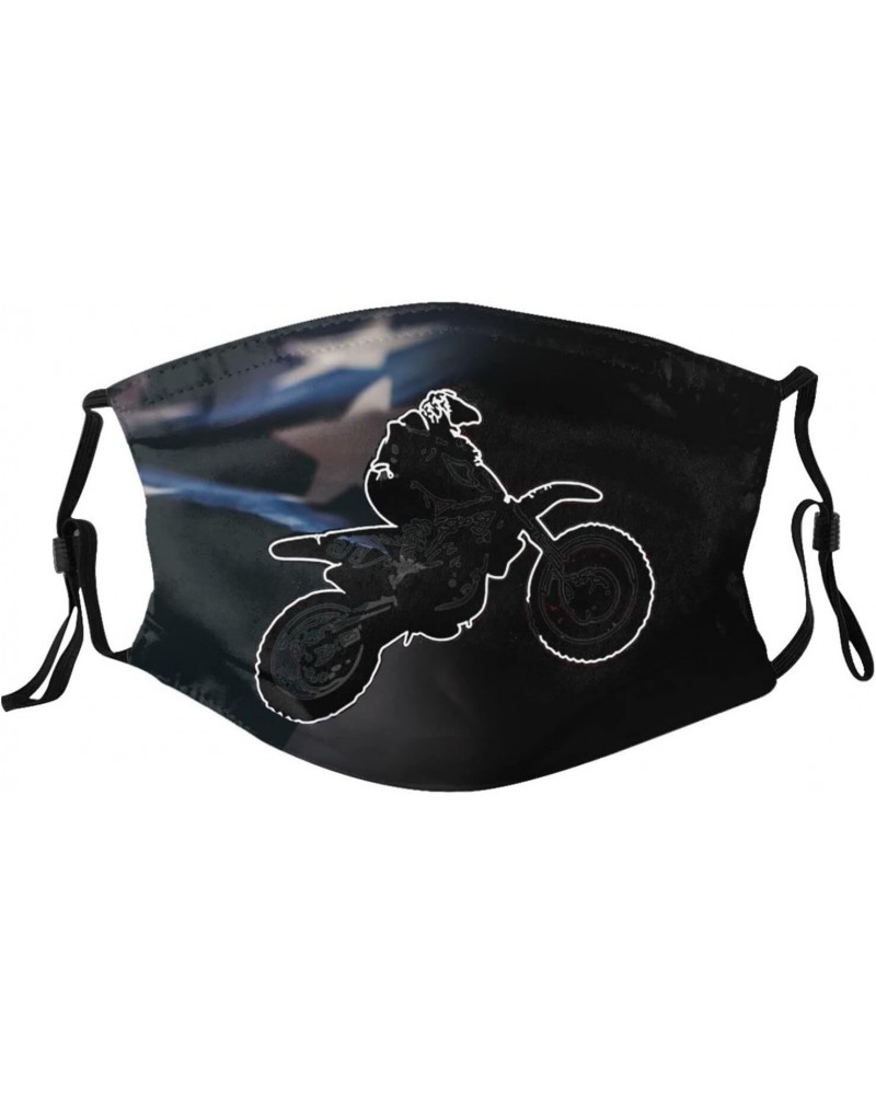 Dirt Bike Motocross USA Flag Face Mask Adjustable Breathable Balaclava with Filter $8.56 Balaclavas