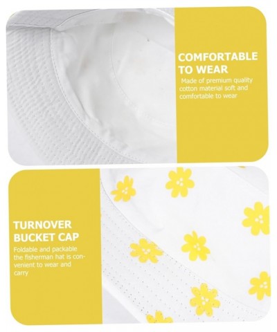 2 Pcs Flower Bucket Hat Lovely Fisherman Hat Flower Printed Bucket Hat Cap -uv Fisherman Cap Whitex3pcs $12.19 Bucket Hats