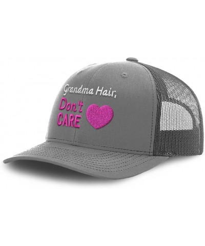 Trucker Baseball Cap Grandma Hair Don't Care Cotton Dad Hats for Men & Women Grey $12.74 Baseball Caps