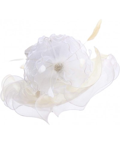 Women's Church Fascinator Bridal Tea Party Wedding Hat Mens Running Hats G-white $8.81 Sun Hats