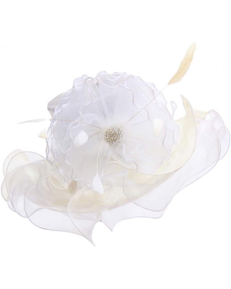 Women's Church Fascinator Bridal Tea Party Wedding Hat Mens Running Hats G-white $8.81 Sun Hats