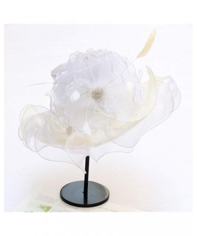 Women's Church Fascinator Bridal Tea Party Wedding Hat Mens Running Hats G-white $8.81 Sun Hats