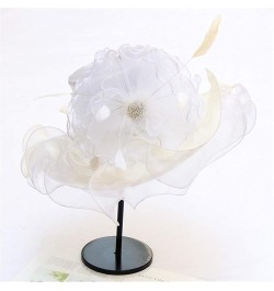 Women's Church Fascinator Bridal Tea Party Wedding Hat Mens Running Hats G-white $8.81 Sun Hats